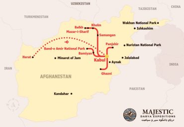 Map 11-Day Afghanistan Tour Kabul Mazar Bamiyan Panjshir Ghazni Herat