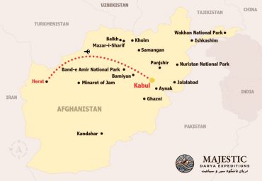 Map 4-Day Afghanistan Tour Kabul Herat