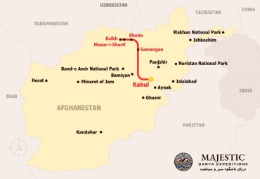 Map 5-Day Afghanistan Tour (Kabul & Mazar)