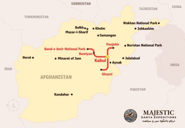 Map 6-Day Afghanistan Tour Kabul Bamiyan Ghazni Panjshir