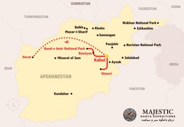 Map 7-Day Afghanistan Tour Kabul Herat Bamiyan Ghazni